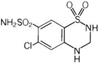 Image Of Chemical Structure For Hydrochlorothiazide (Chemical Structure 02)